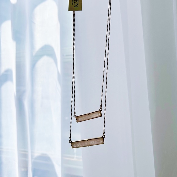 NEW Lauren Ralph Lauren Layered Pink Rectangle Stone Necklace - Picture 6 of 8